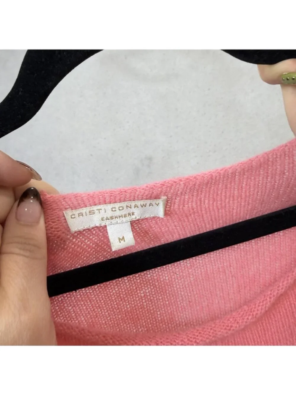 Cristi Conaway Cashmere Sweater Womens Medium Pink Scoop Neck Short Sleeve Knit